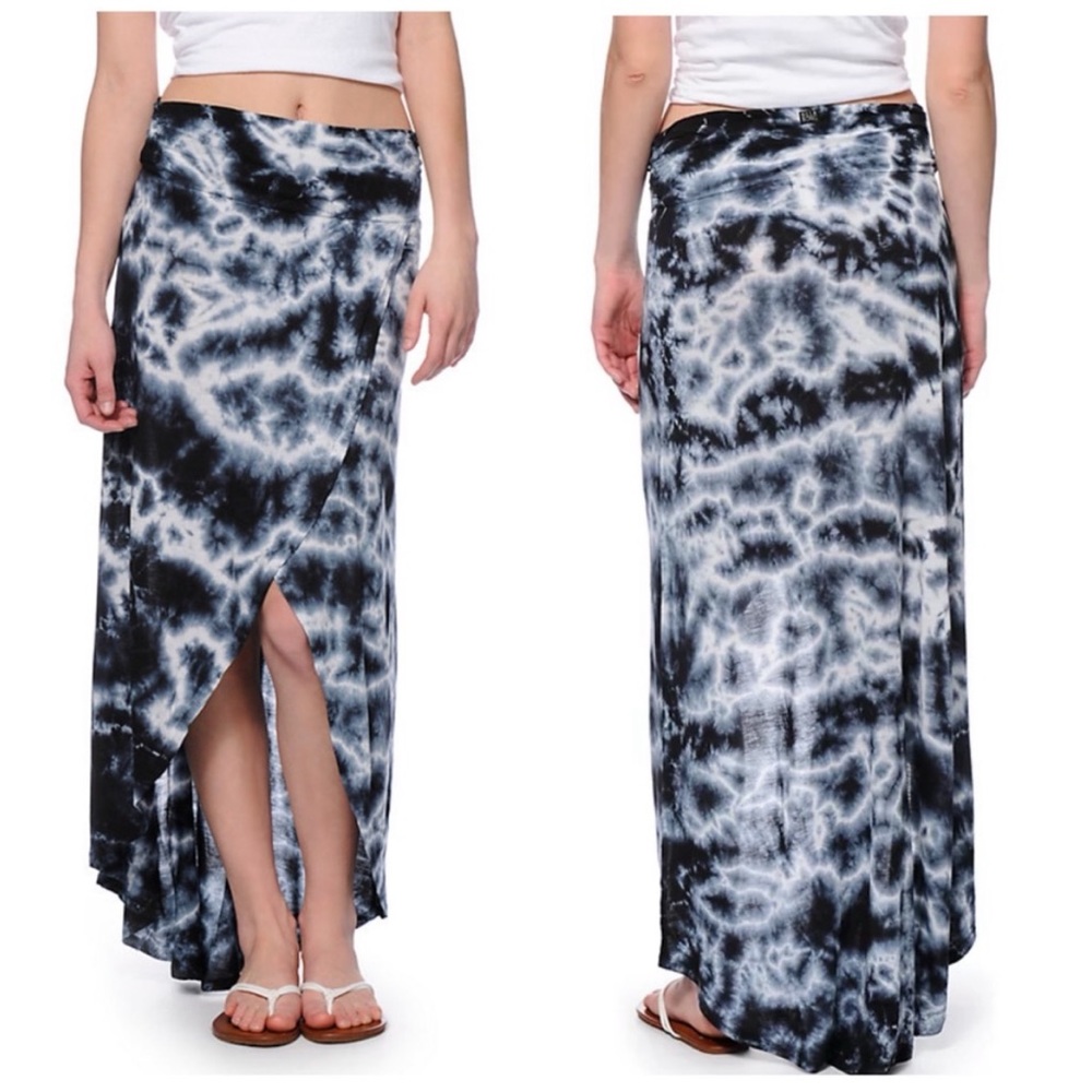 Billabong Blue Hang On Tie Dye Convertible High Low Maxi Skirt Medium